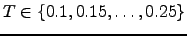 $ T\in \{0.1,0.15,\dots ,0.25\}$