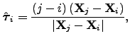 $\displaystyle \bft _i = \frac{ \left( j-i \right) \left( \bfx _{j}-\bfx _{i} \right) }{\vert \bfx _{j}-\bfx _{i} \vert},$