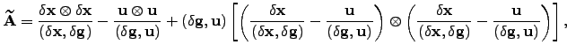 $\displaystyle \tilde{\bf A} = \frac{\dx \otimes \dx }{(\dx ,\dg )} - \frac{{\bf...
...left( \frac{\dx }{(\dx ,\dg )} - \frac{{\bf u}}{(\dg ,{\bf u})}\right) \right],$